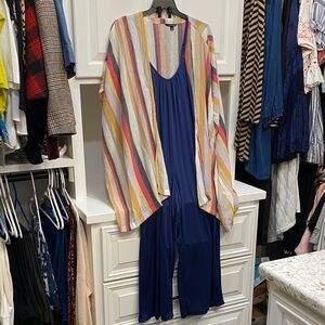 Zac & Rachel Striped Cardigan in Yellow and Gray (set) with jumper